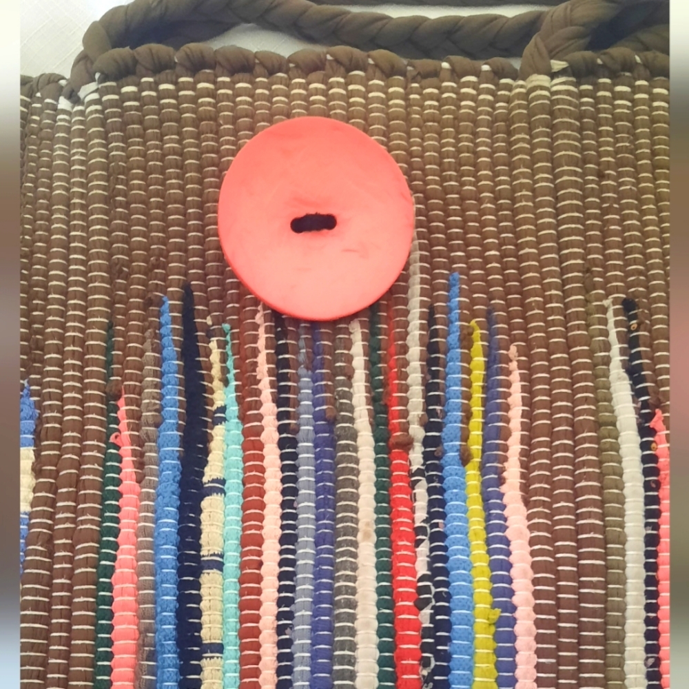 Upcycled Repurposed Rag Rug Bag / Purse - Picture 5 of 6